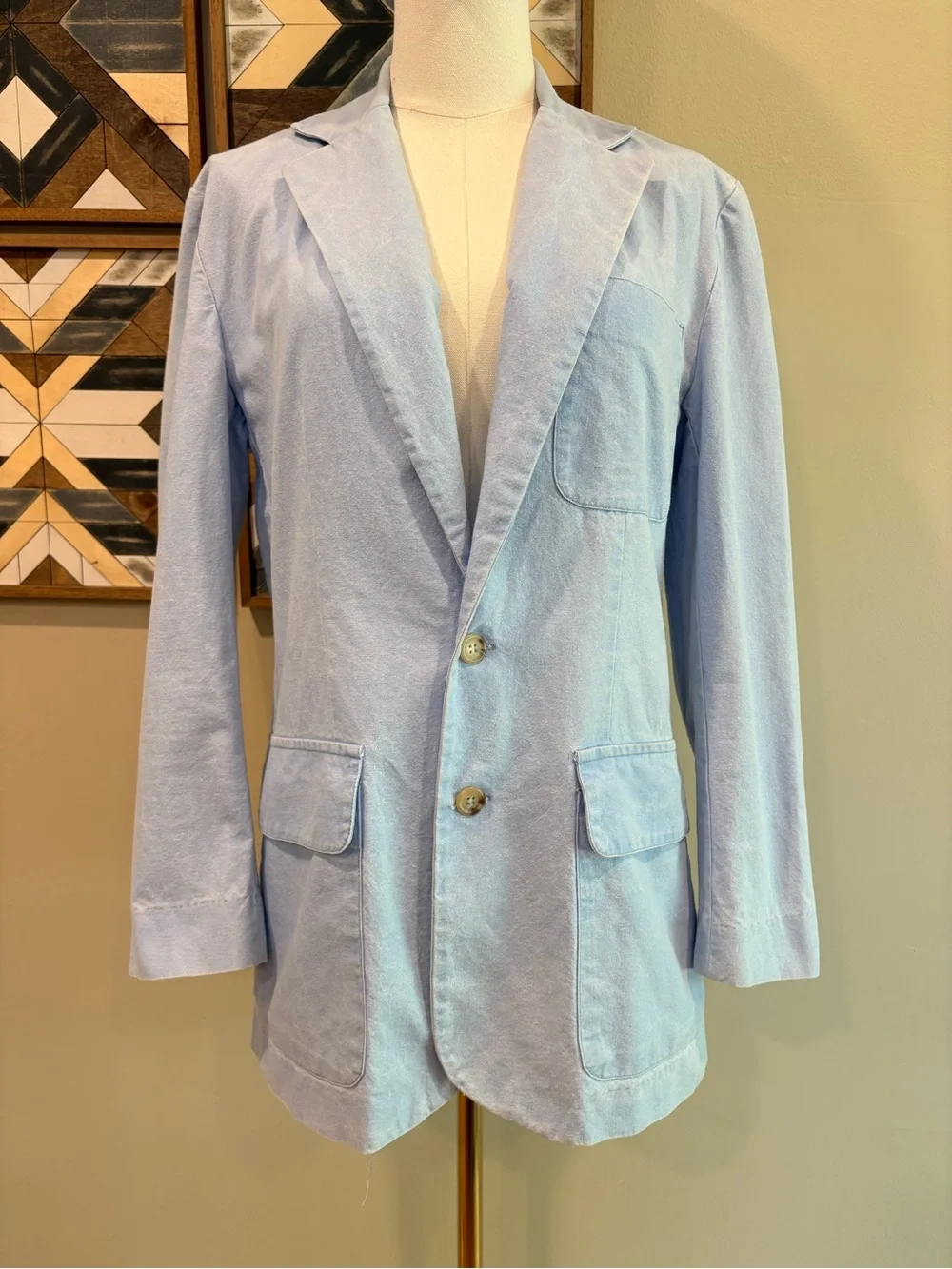 Vintage Ralph Lauren 80s Light Blue Women's Denim Blazer Jacket size Medium - Picture 3 of 15